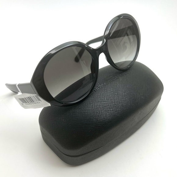 NWT SALVATORE FERRAGAMO 57mm OVAL BLACK SUNGLASSES - Picture 10 of 14